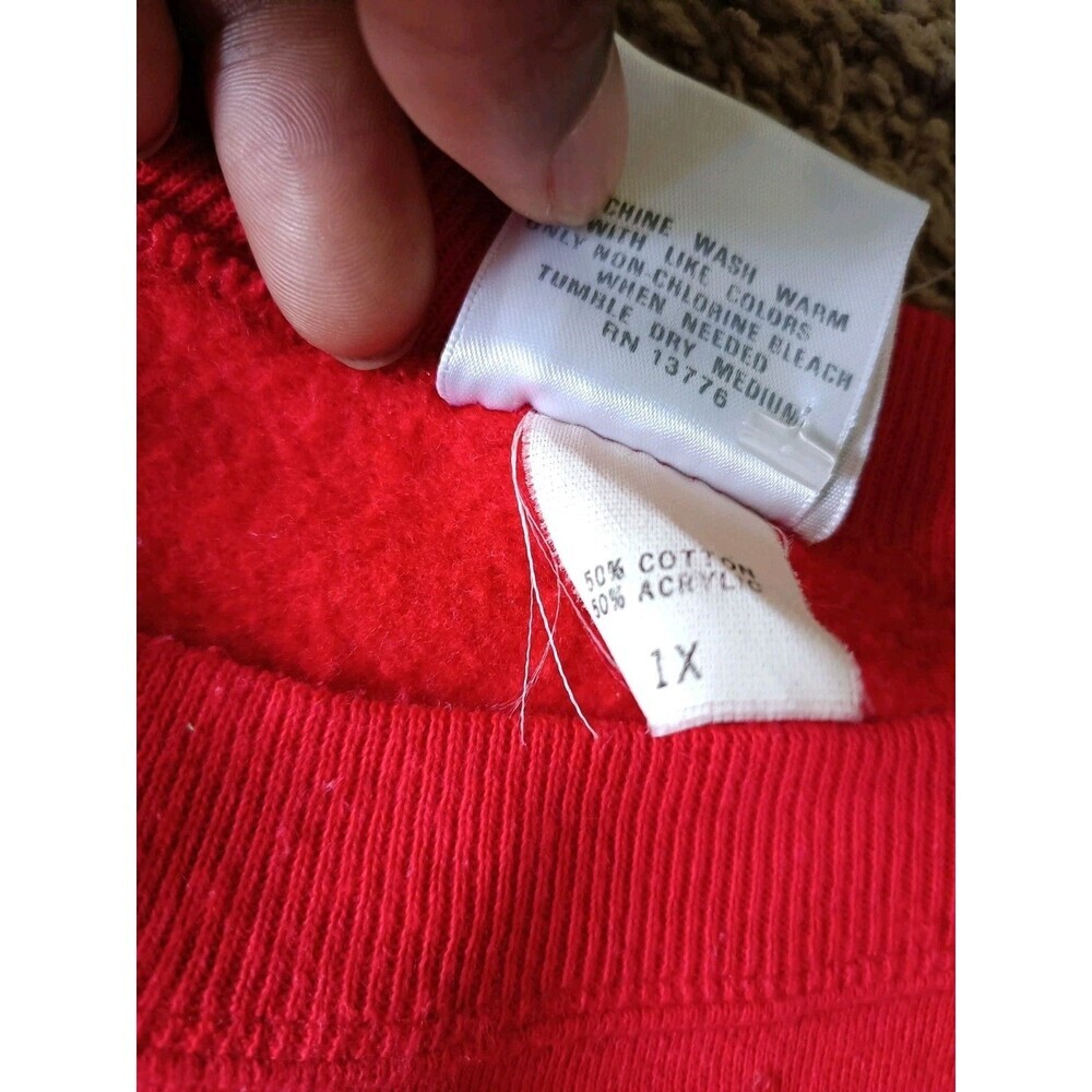 Vintage Rocking Horse Sweatshirt Women's 1X Red Long Sleeve - Picture 4 of 7
